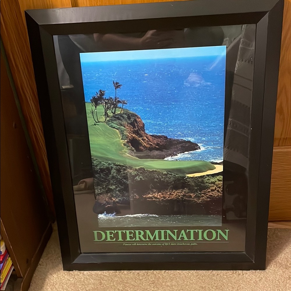 Framed Determination Poster with Ocean View